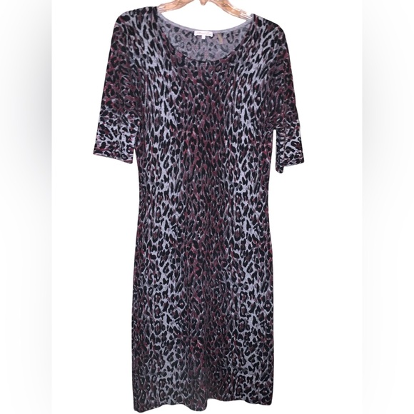 Minnie Rose Dresses & Skirts - Minnie Rose Nieman Marcus Animal Print Cashmere Dress Size Large